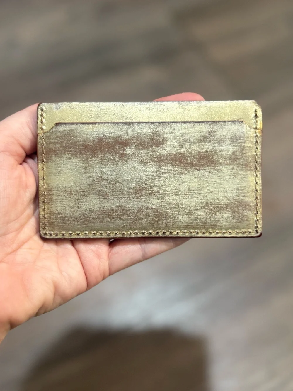 Porter Yoshida Leather Card Holder Gold Metallic Patina Japan Vintage Style